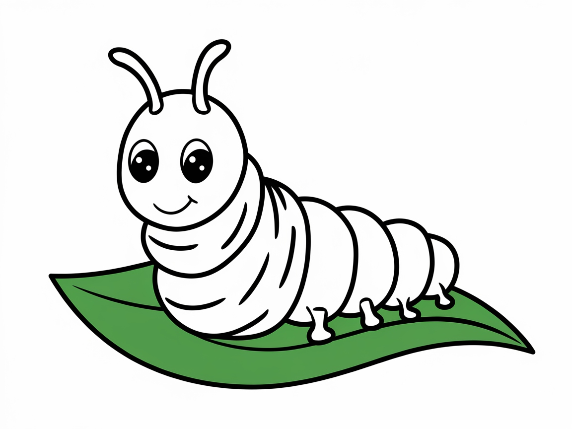 Cute Caterpillar on a Leaf Journey