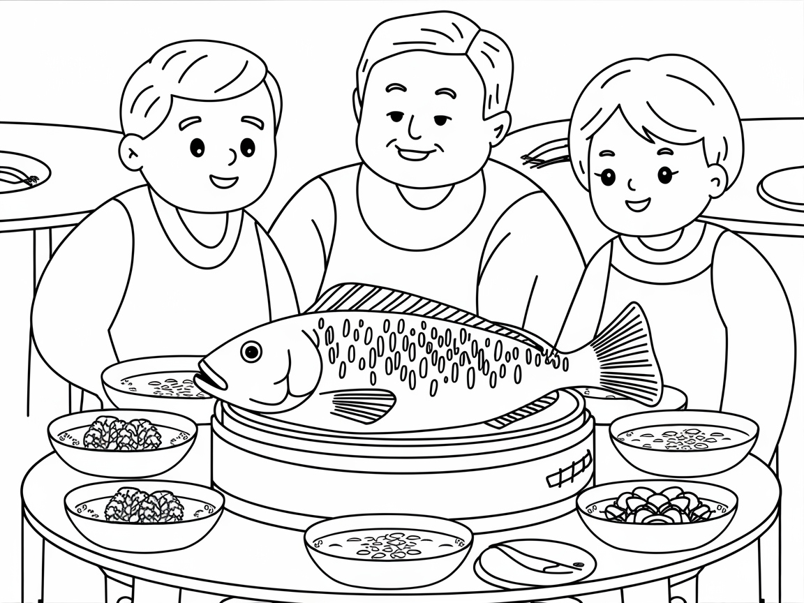 Dive Into a Delicious Seafood Feast Coloring Page