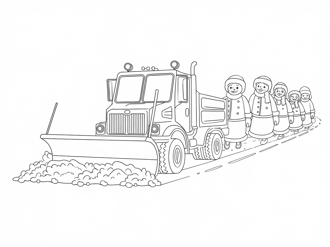Snowplow Fun with Smiling Snow Kids