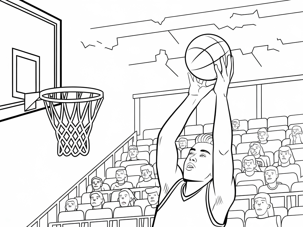 Exciting Basketball Shoot Coloring Page