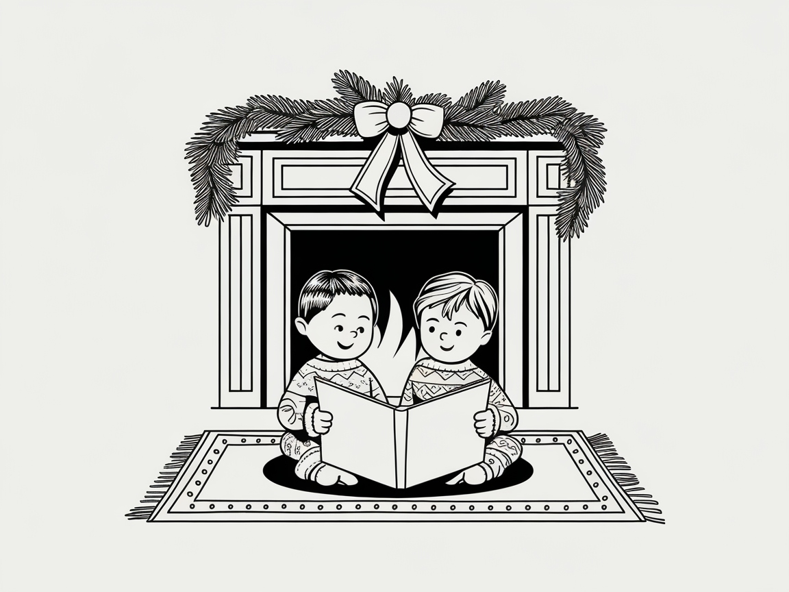 Cozy Fireplace Storytime Coloring Page