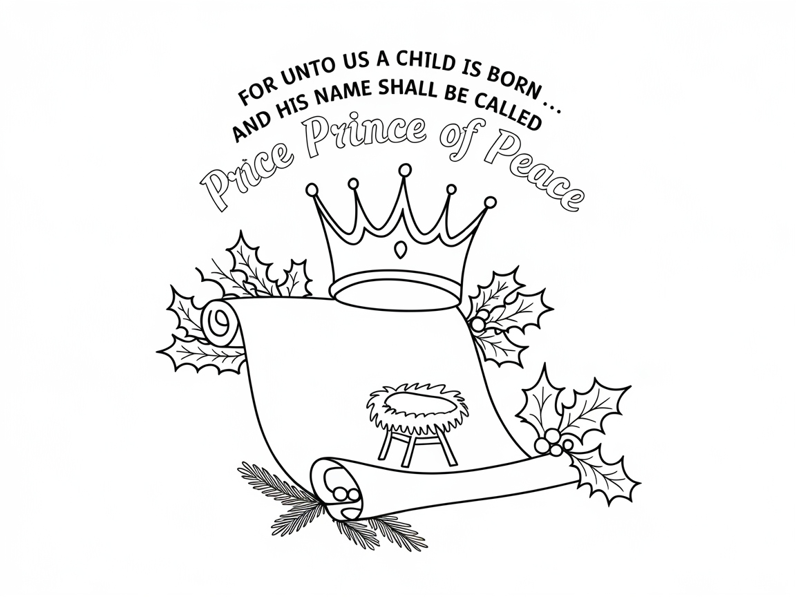 Prince of Peace Christmas Scroll Coloring Page