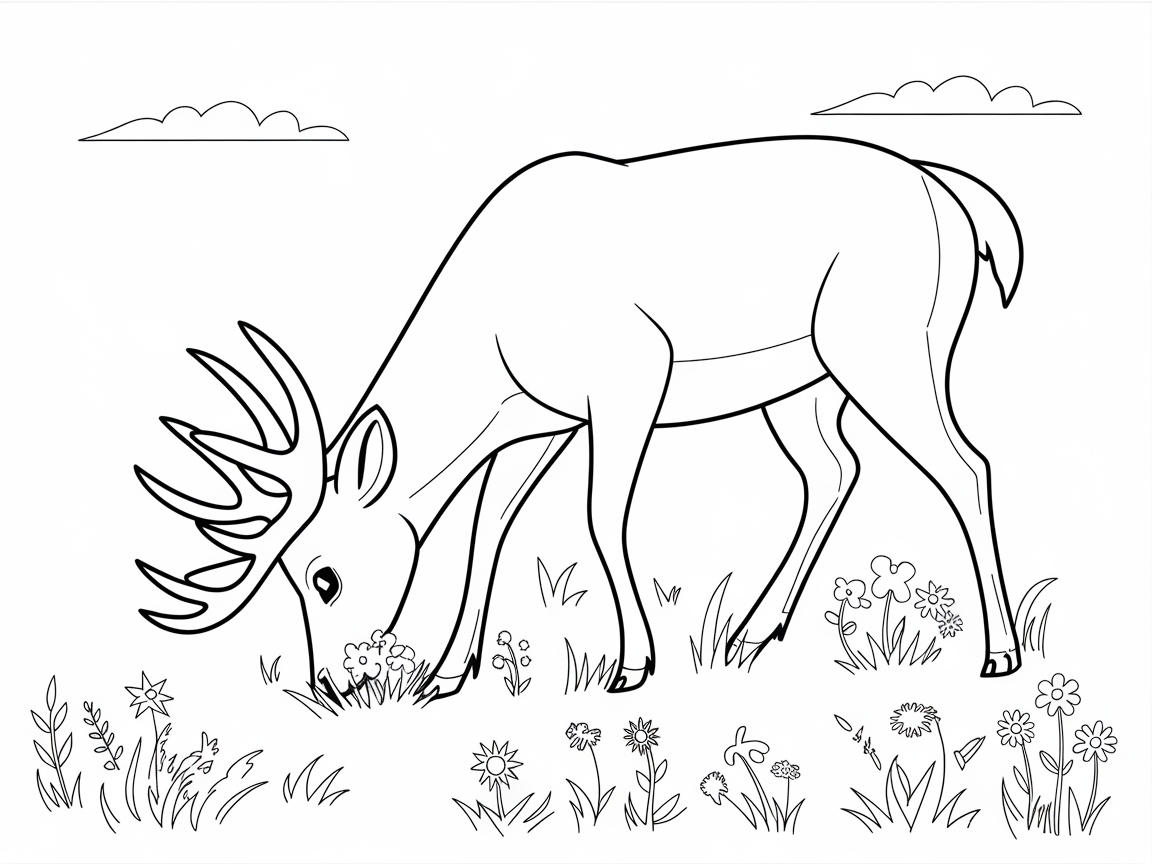 Grazing Buck Amidst Wildflowers