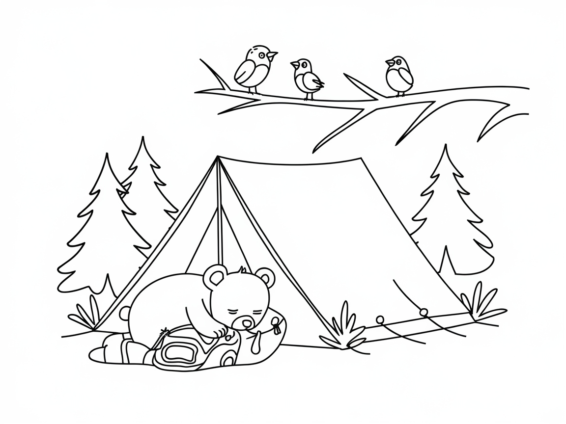 Snuggle Up with This Sleepy Bear Camping Scene