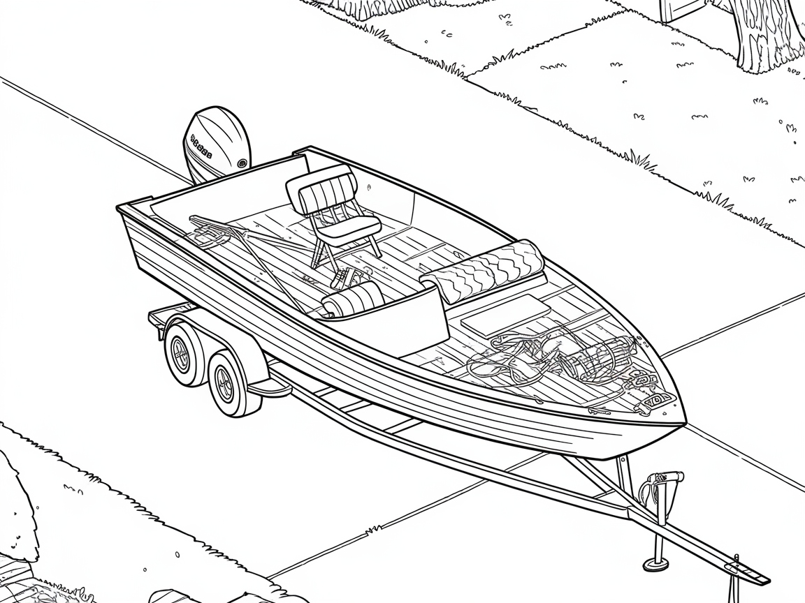 Ready for Adventure: Bass Boat Prepped on a Trailer