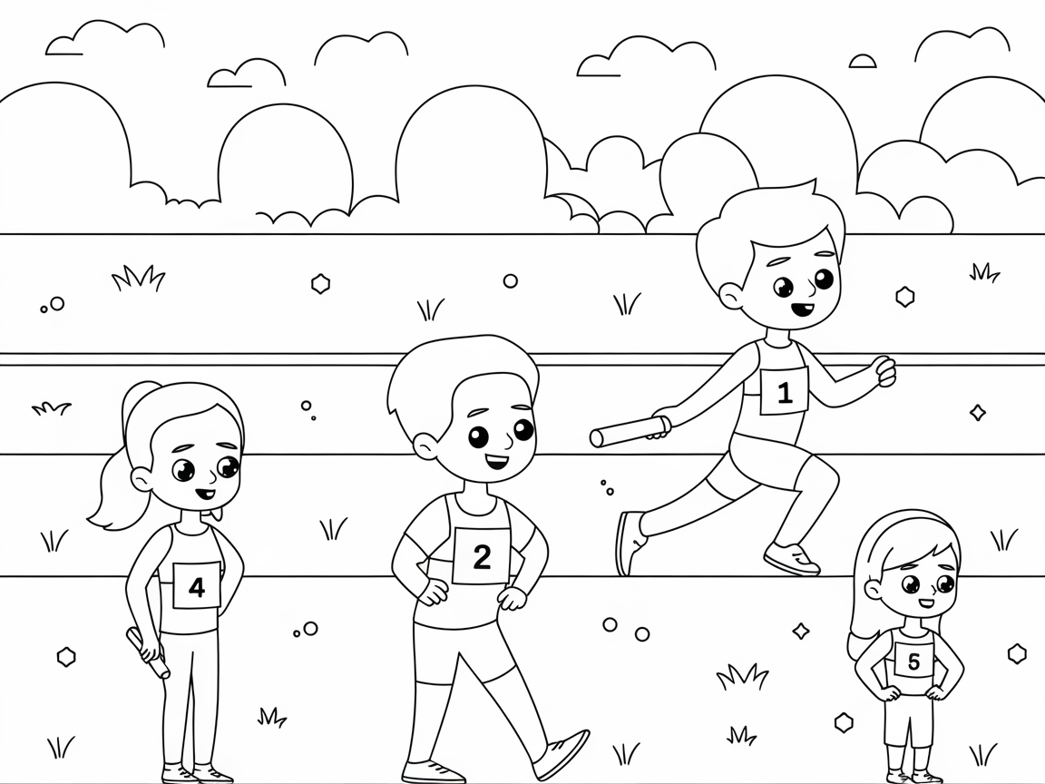 Ready, Set, Color This Exciting Relay Race