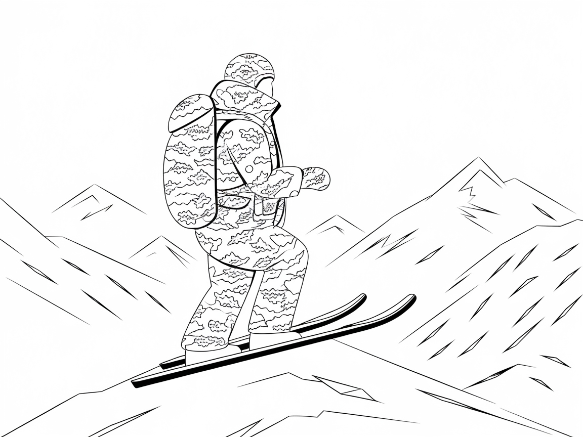 Embrace the Cold with This Skiing Adventure Coloring Page