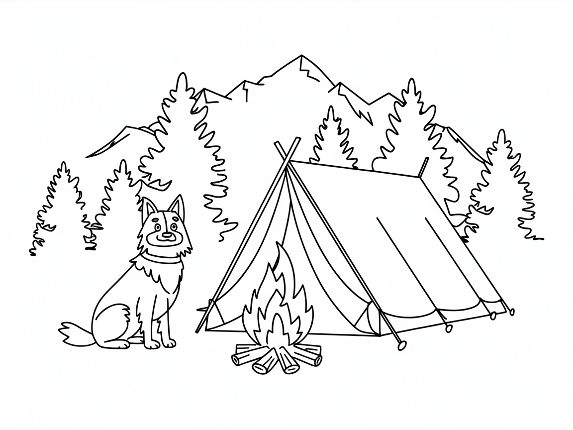 Border Collie Camping Adventure in the Mountains