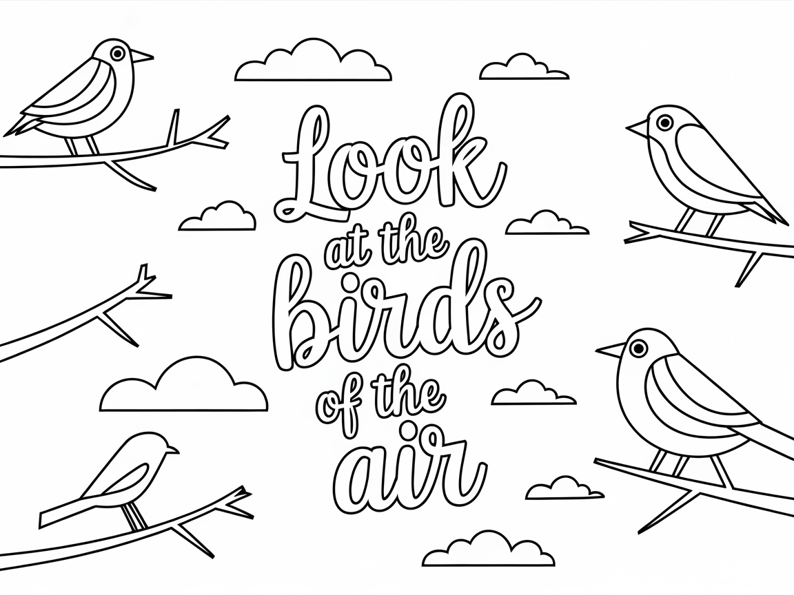 Admire the Birds: A Calming Coloring Page