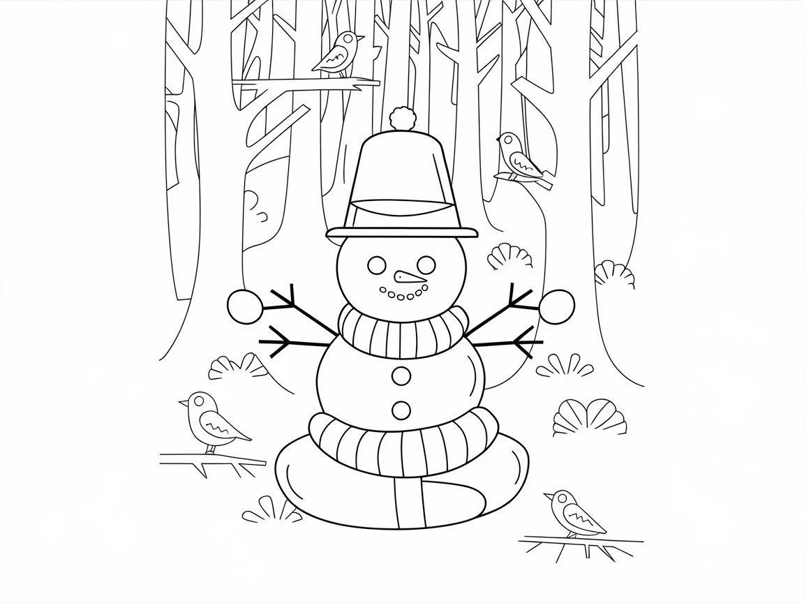 Bring to Life a Snowman in a Winter Forest