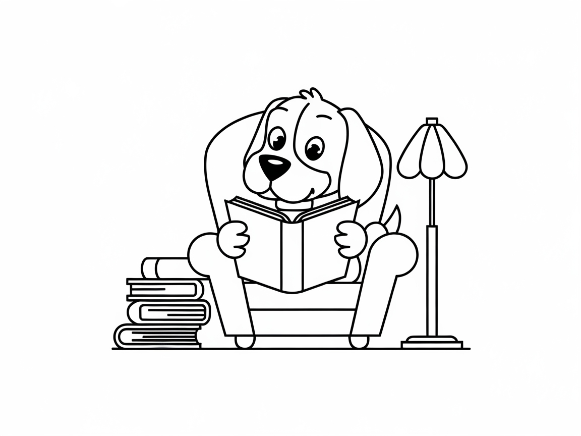 Bookworm Beagle Enjoys a Cozy Read