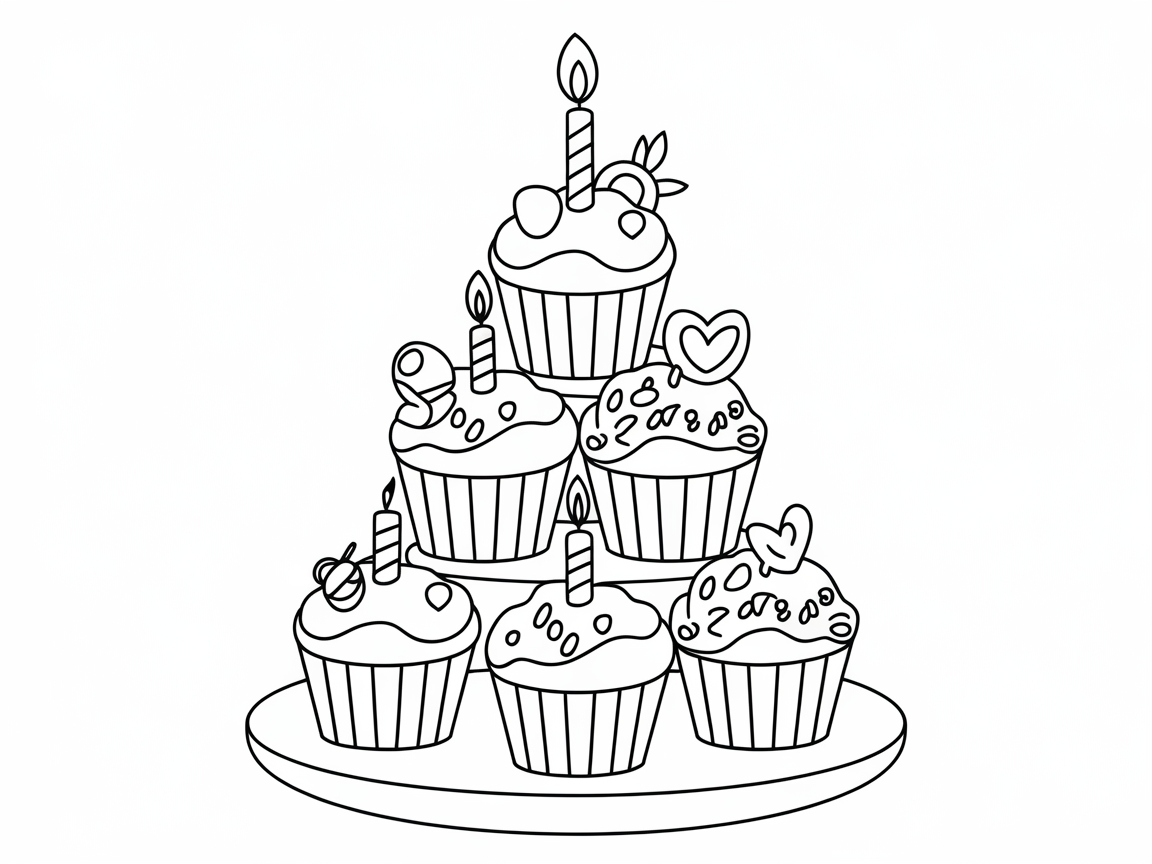 Sweeten Your Day with This Cupcake Tower Coloring Page