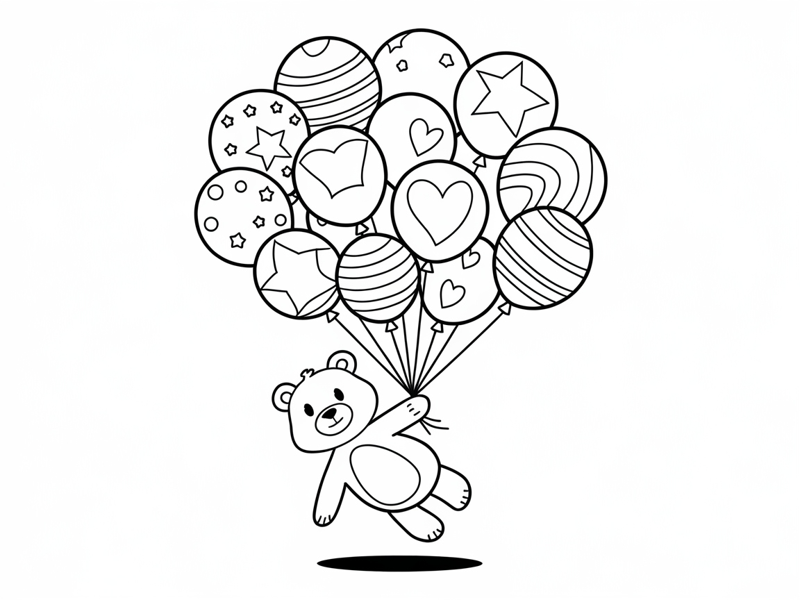 Float Away with This Balloon Bear Coloring Adventure