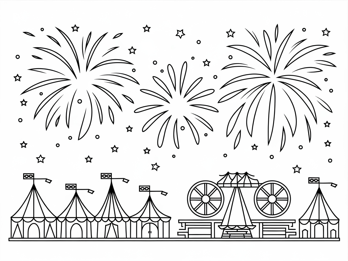 Celebrate with This Fireworks and Carnival Tent Scene