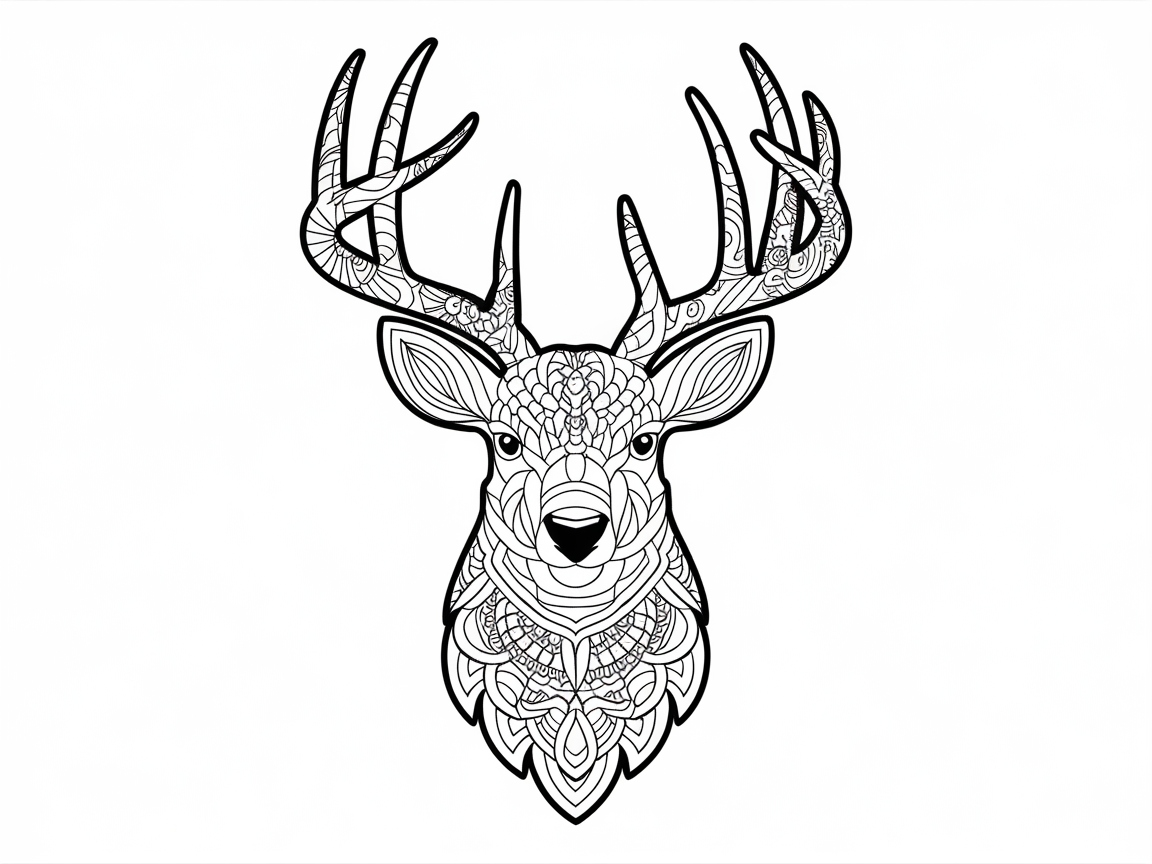 Intricate Buck Portrait with Detailed Patterns