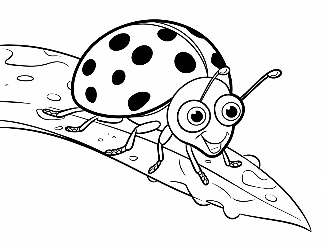 Whimsical Big-Eyed Ladybug on a Leaf