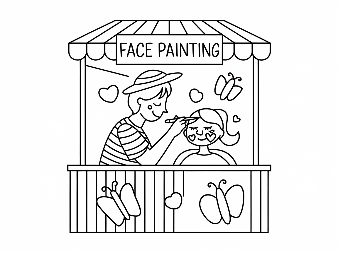 Brighten Your Day with This Face Painting Booth Coloring Page