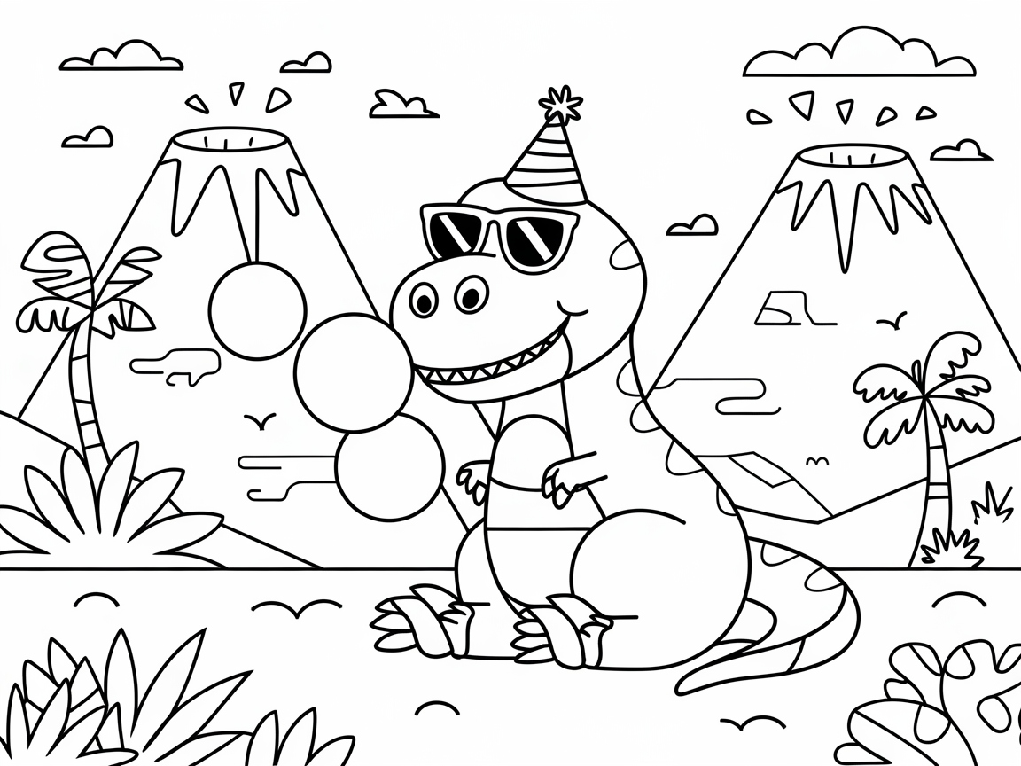 Unleash Dino Fun with This Volcano Adventure Coloring Page