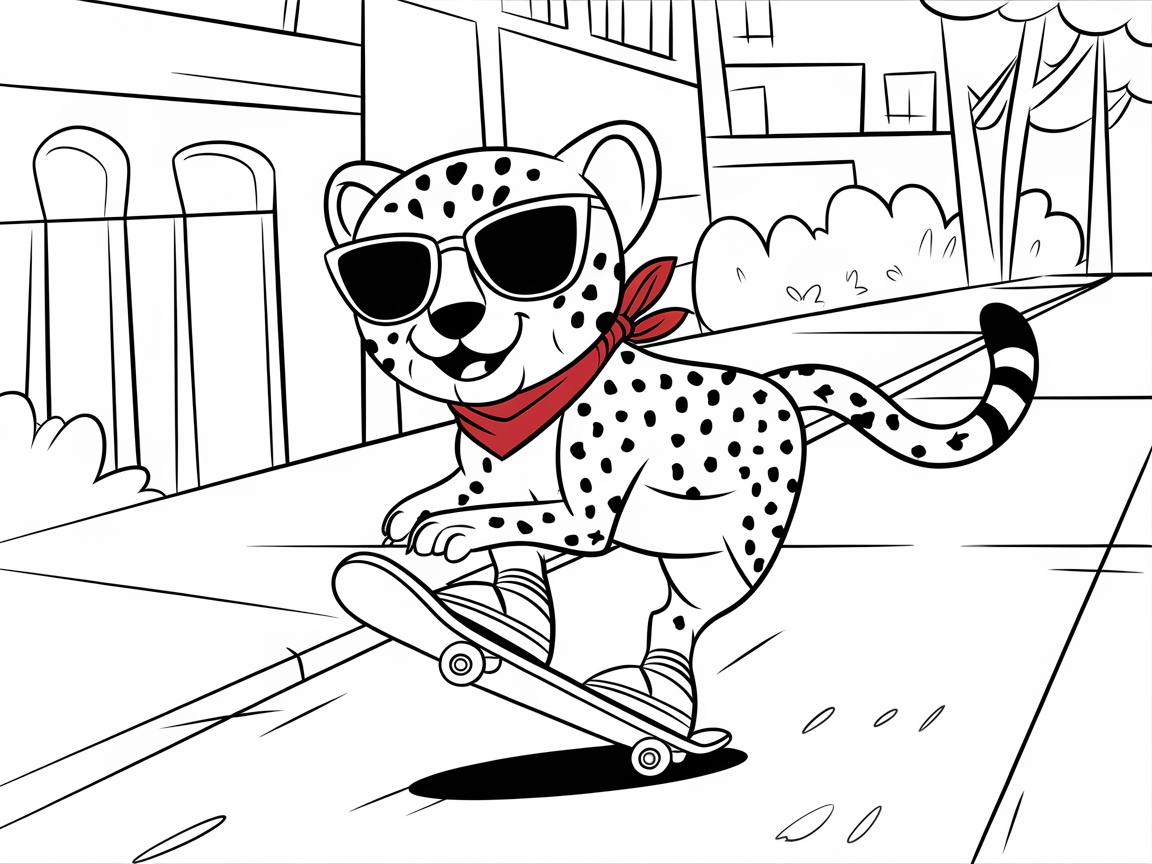 Cool Cheetah Skater in the City