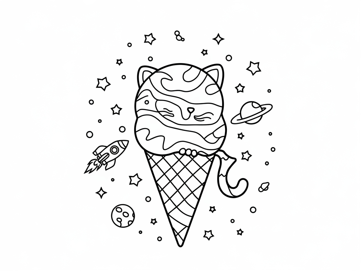 Cosmic Cat Swirl in Space Cone