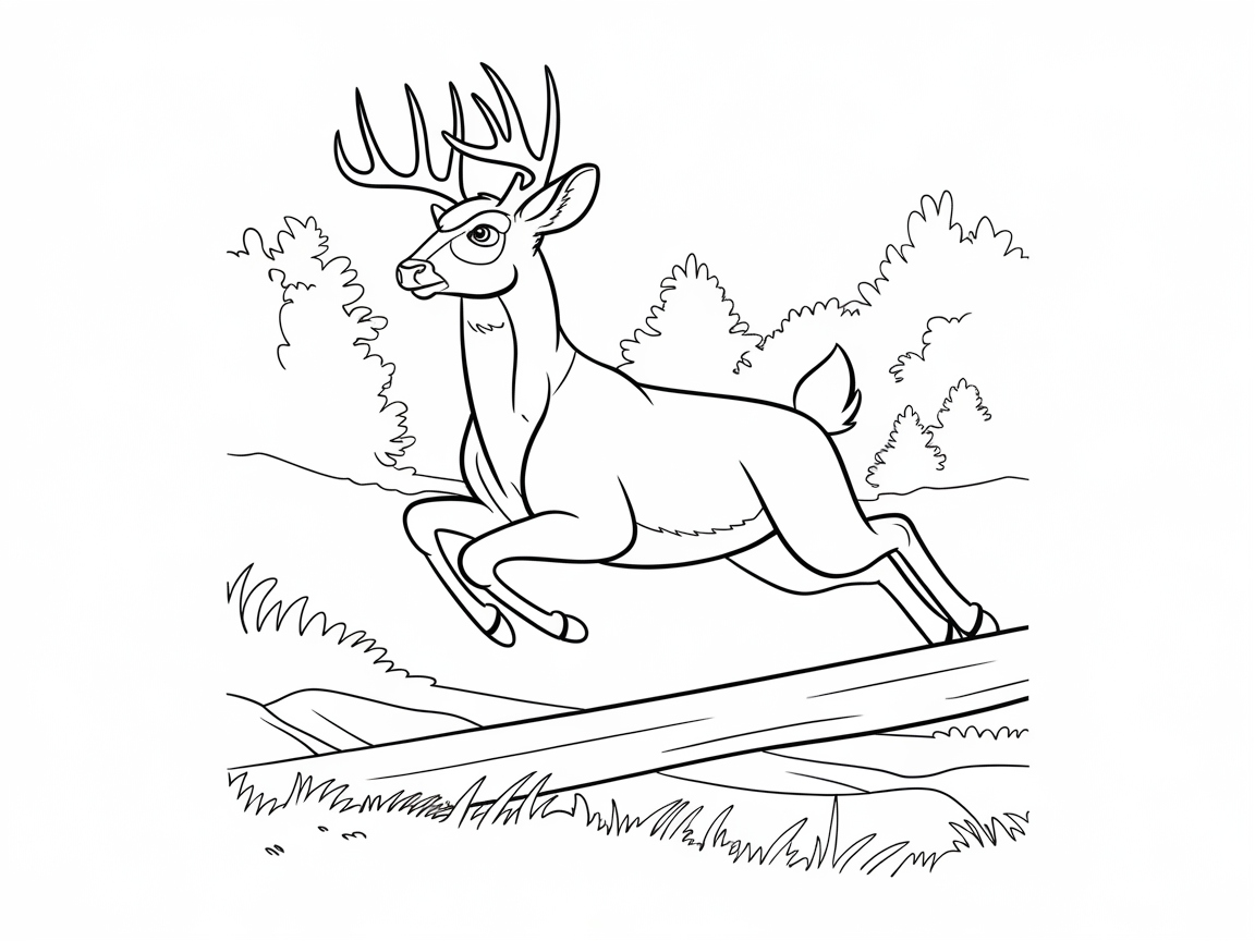 Energetic Buck Leaping Through the Forest