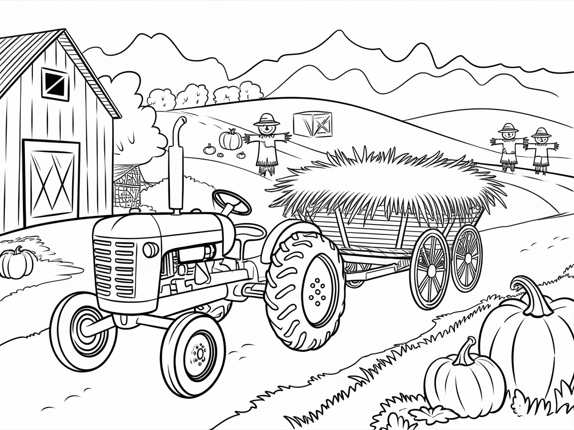 Rustic Farmyard Tractor Scene