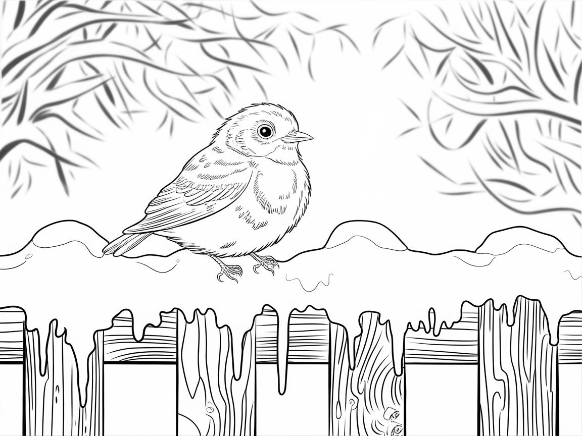 Creative Fun with a Bird on a Fence Coloring Page