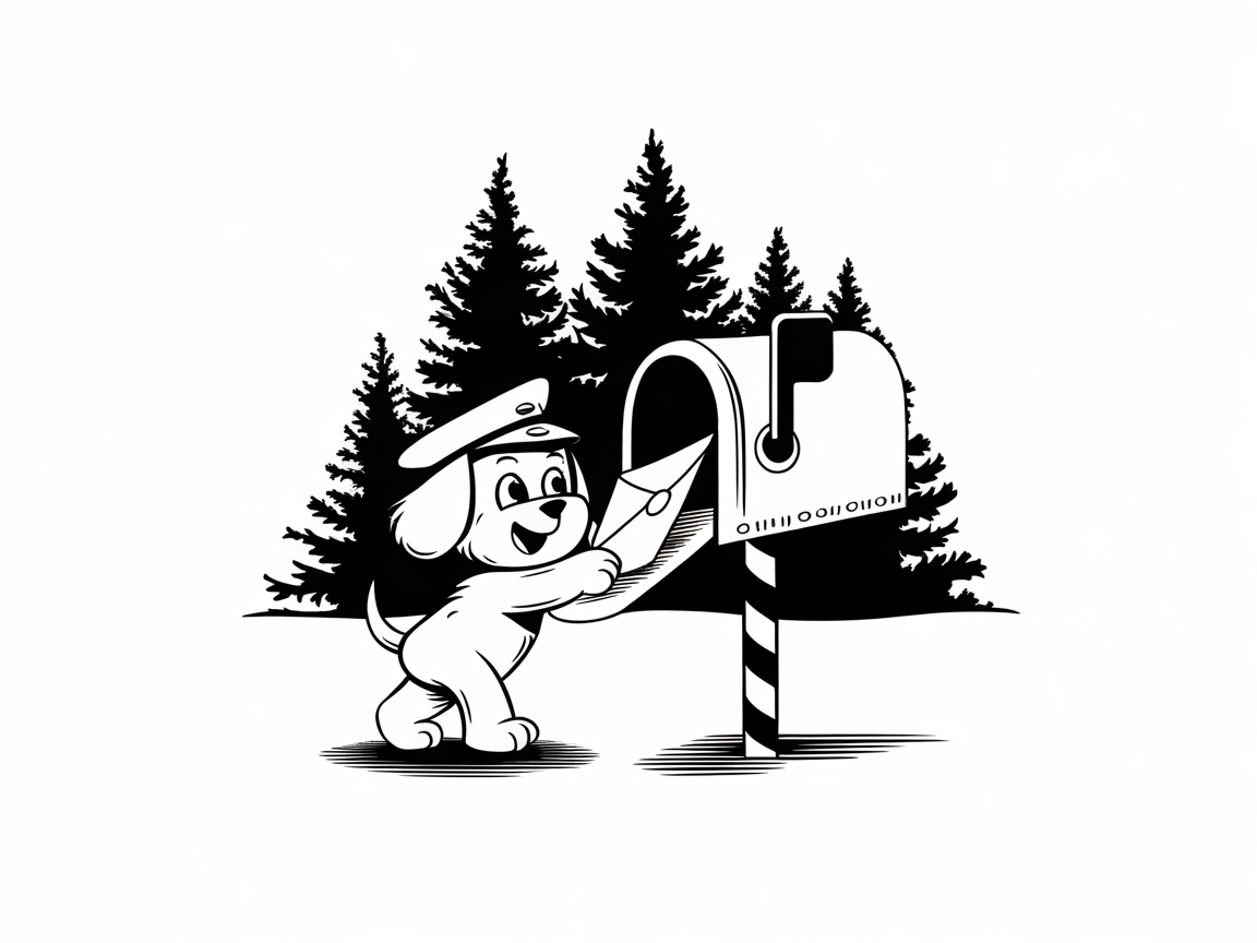 Puppy Mail Carrier Delivering Holiday Cheer