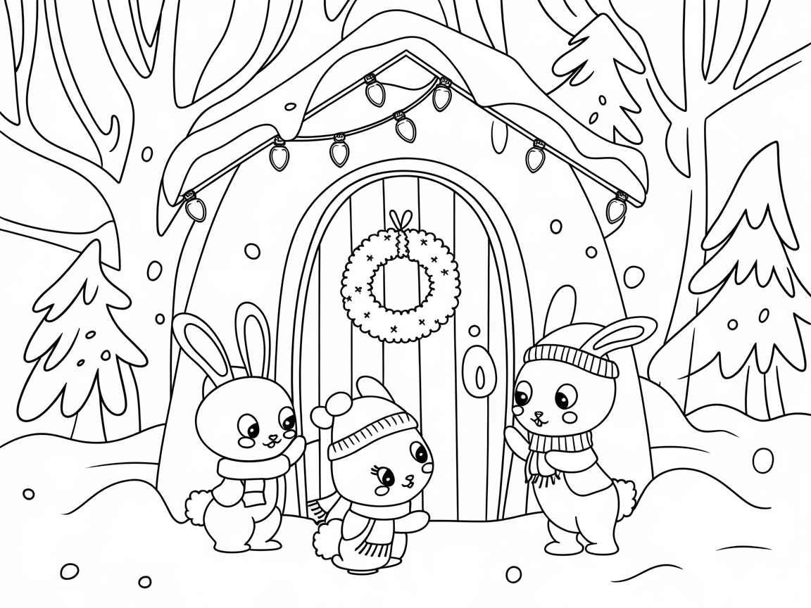 Winter Wonderland with Bunny Family