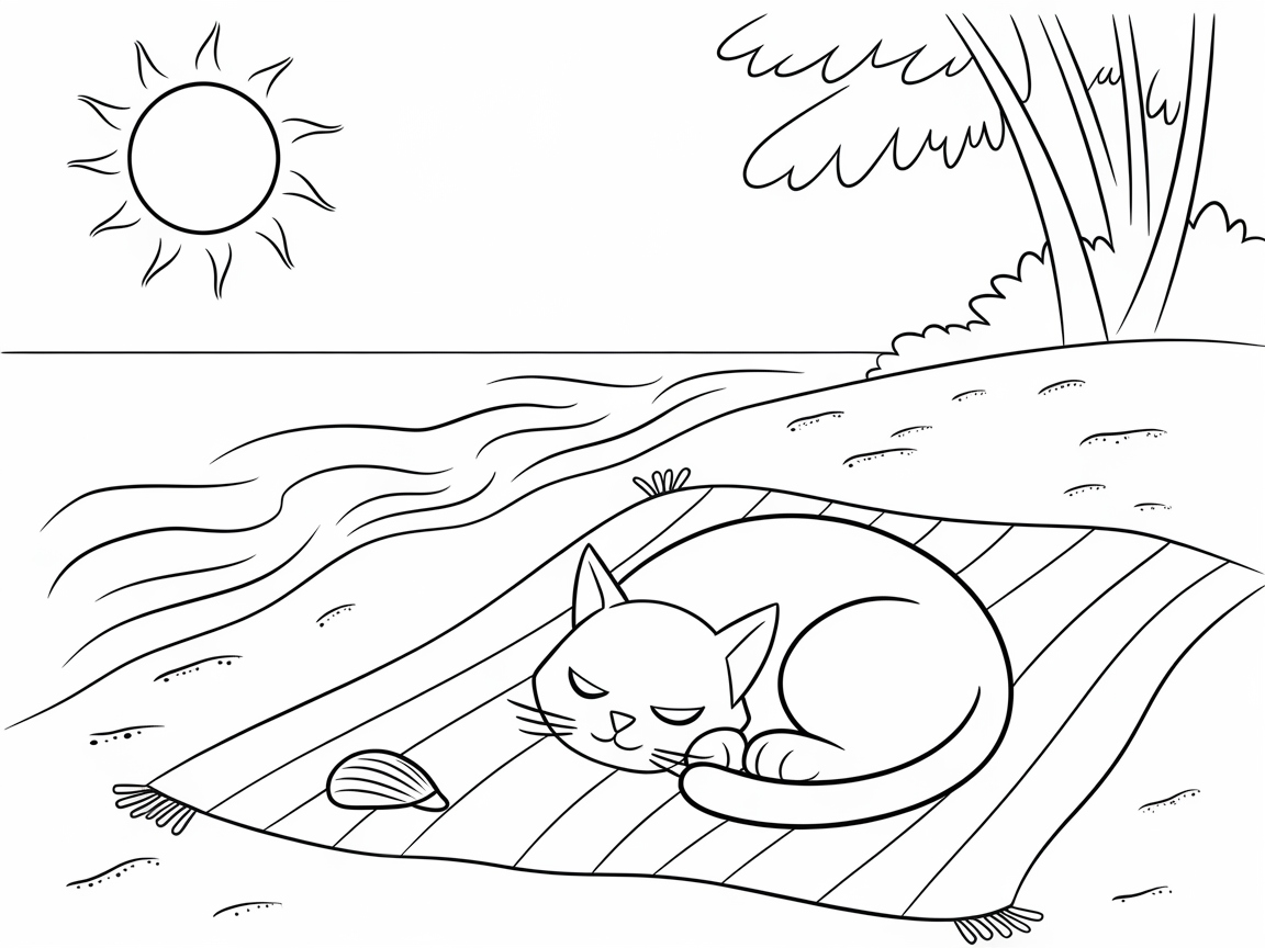 Peaceful Cat Napping by the Riverside