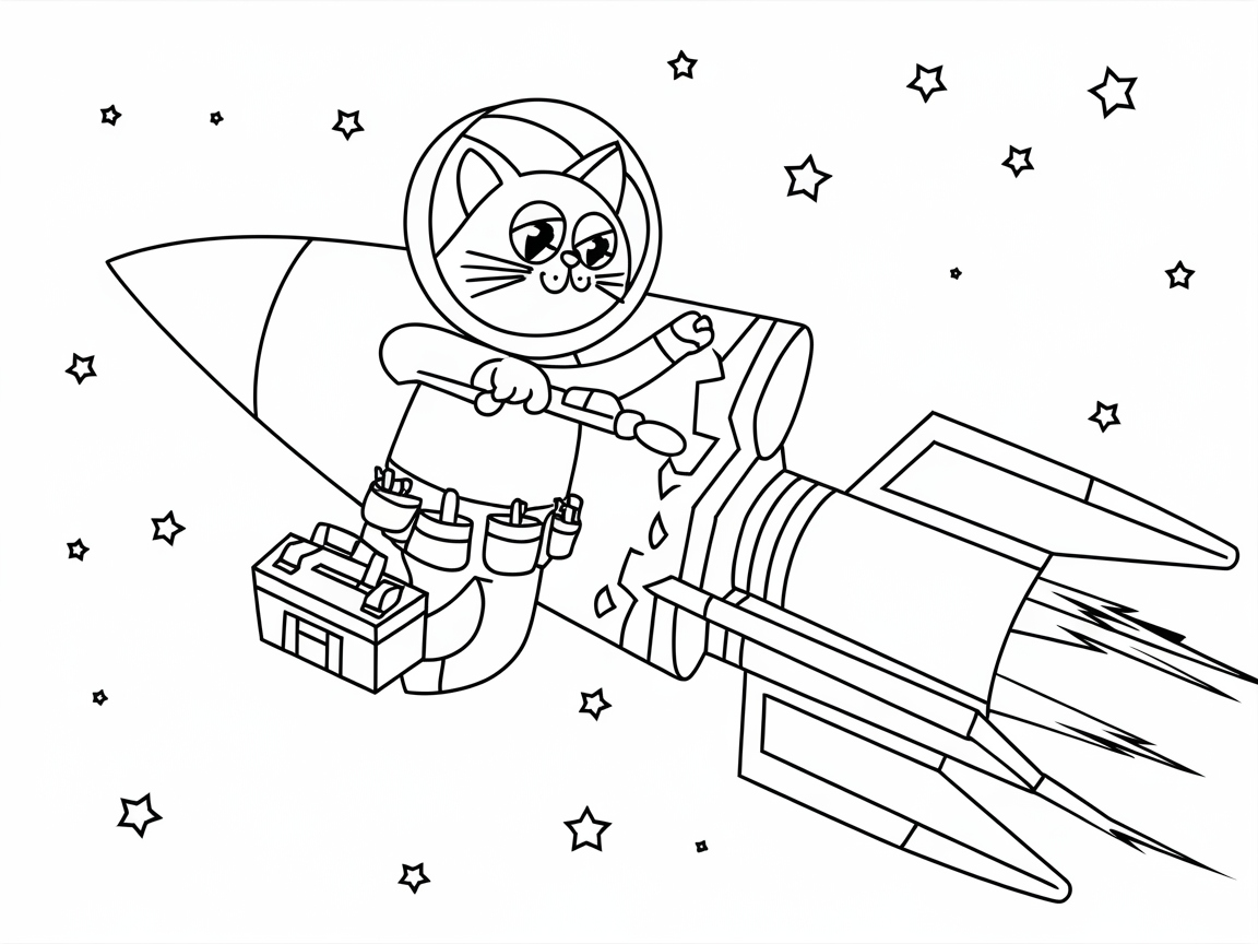 Rocket Repair Cat on a Galactic Mission