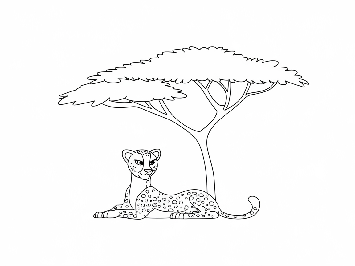 Serene Shade With This Resting Cheetah Coloring Page