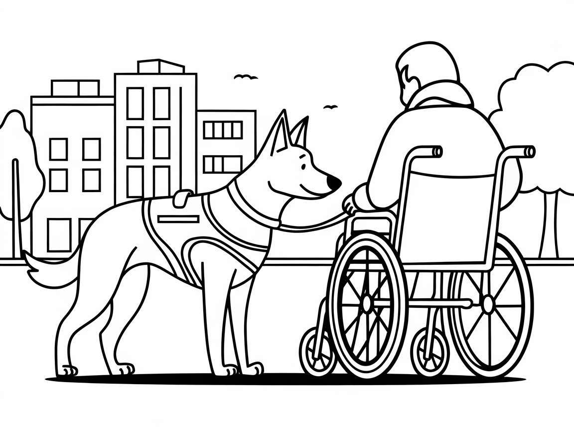 Loyal Service Dog Assisting a Friend