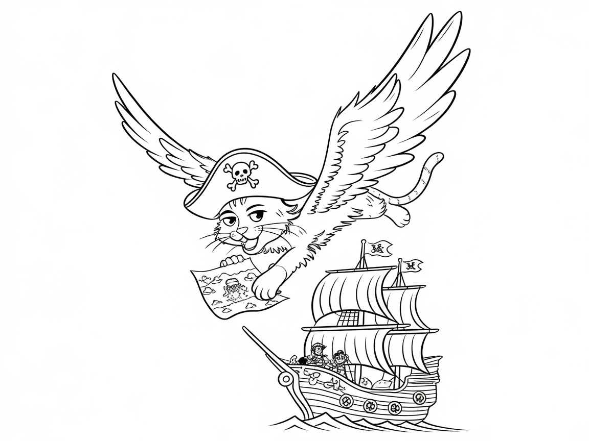 Pirate Cat Navigating the Skies