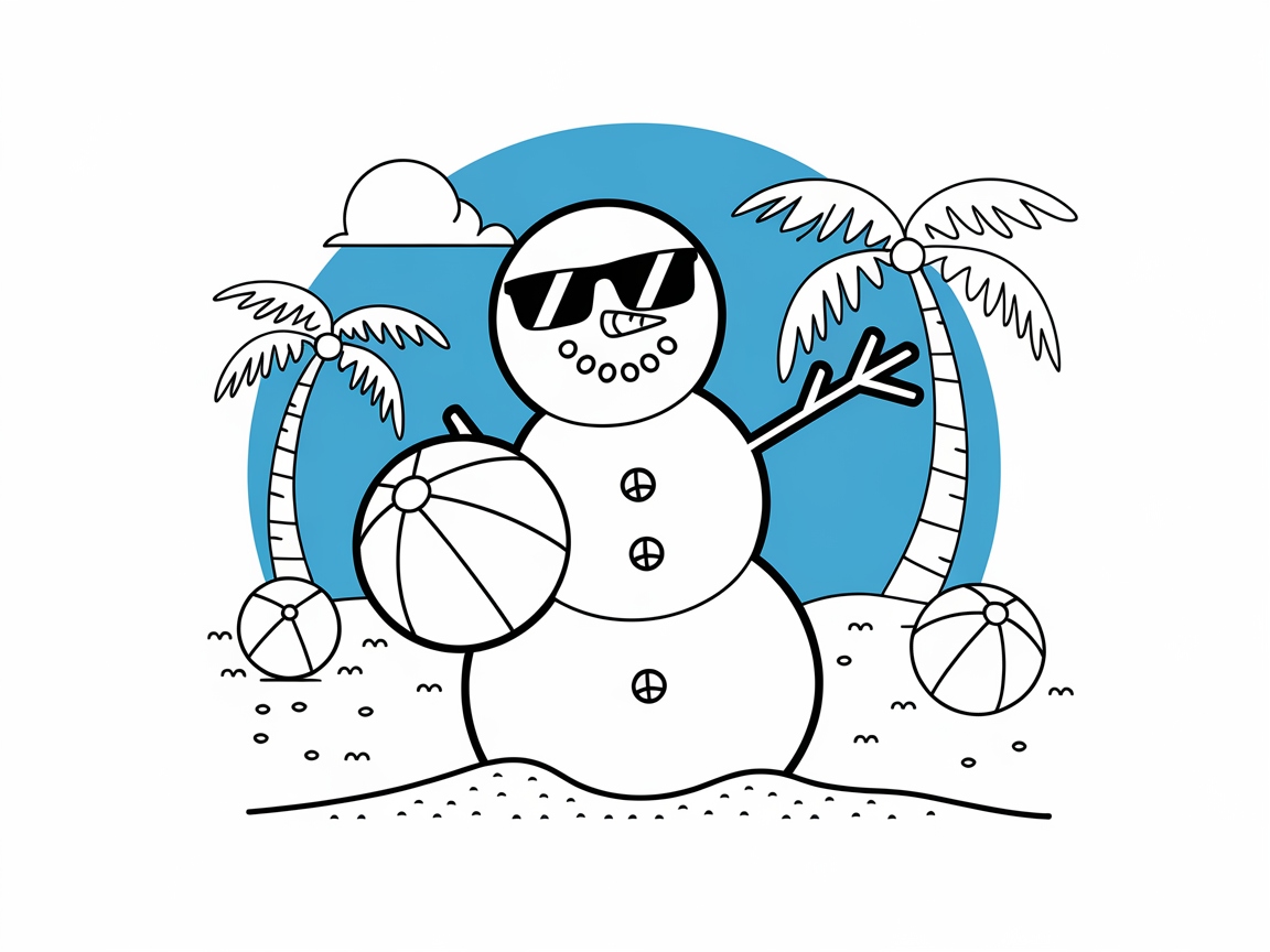 Cool Snowman Hits the Beach Scene