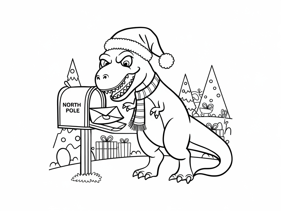 Mail Your Christmas Wishes with This Festive T-Rex