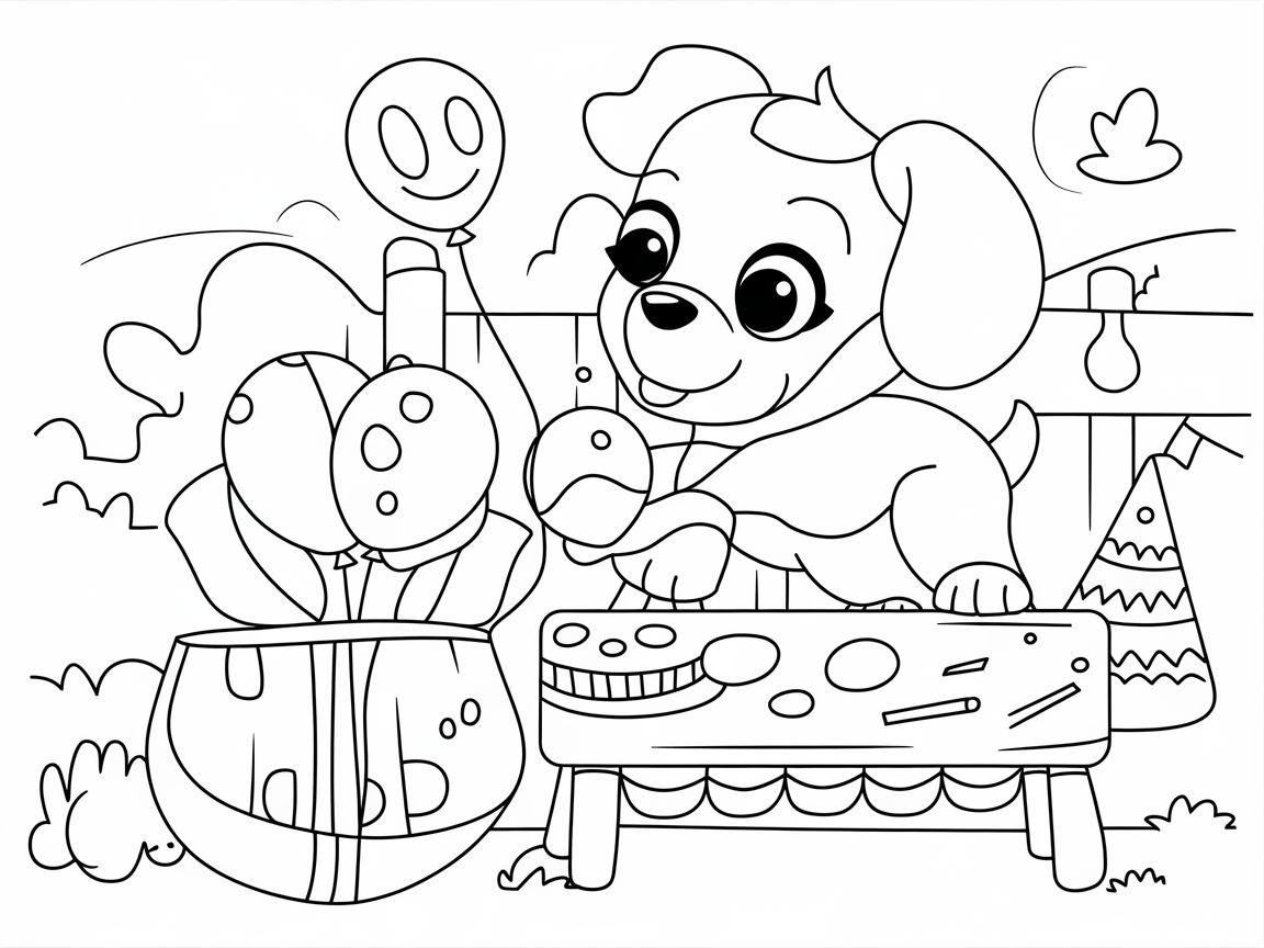 Puppy Picnic: Color This Joyful Outdoor Celebration