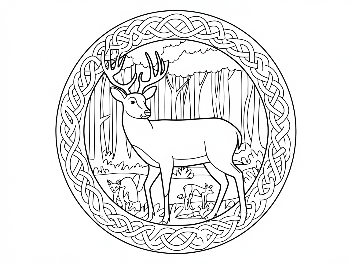 Celtic-Inspired Buck in Enchanted Forest