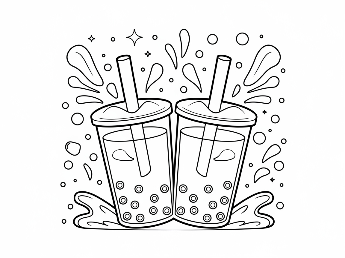 Bubbly Boba Delight Coloring Page