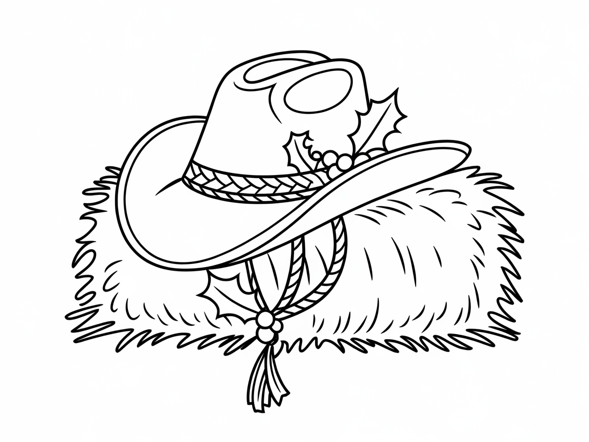 Festive Cowboy Hat with Holly Decorations