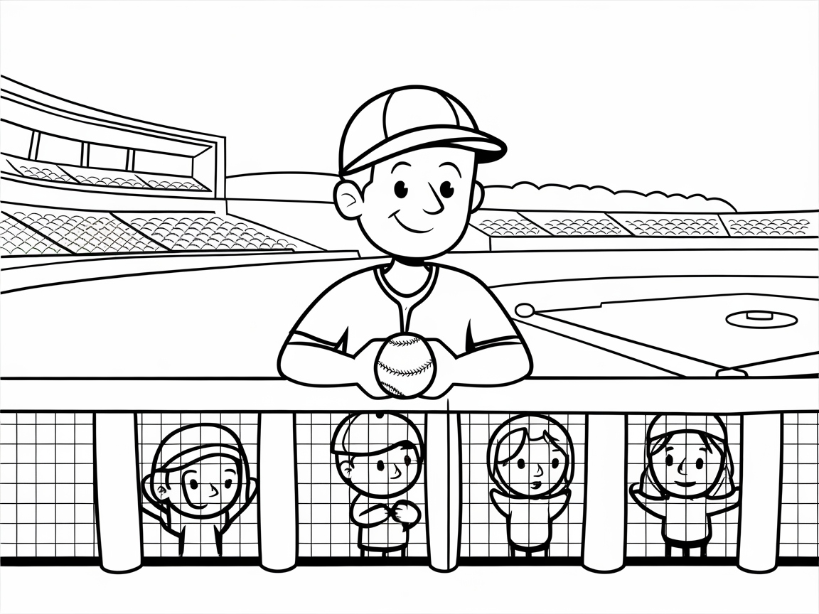 Join the Fun with This Friendly Baseball Player Coloring Page