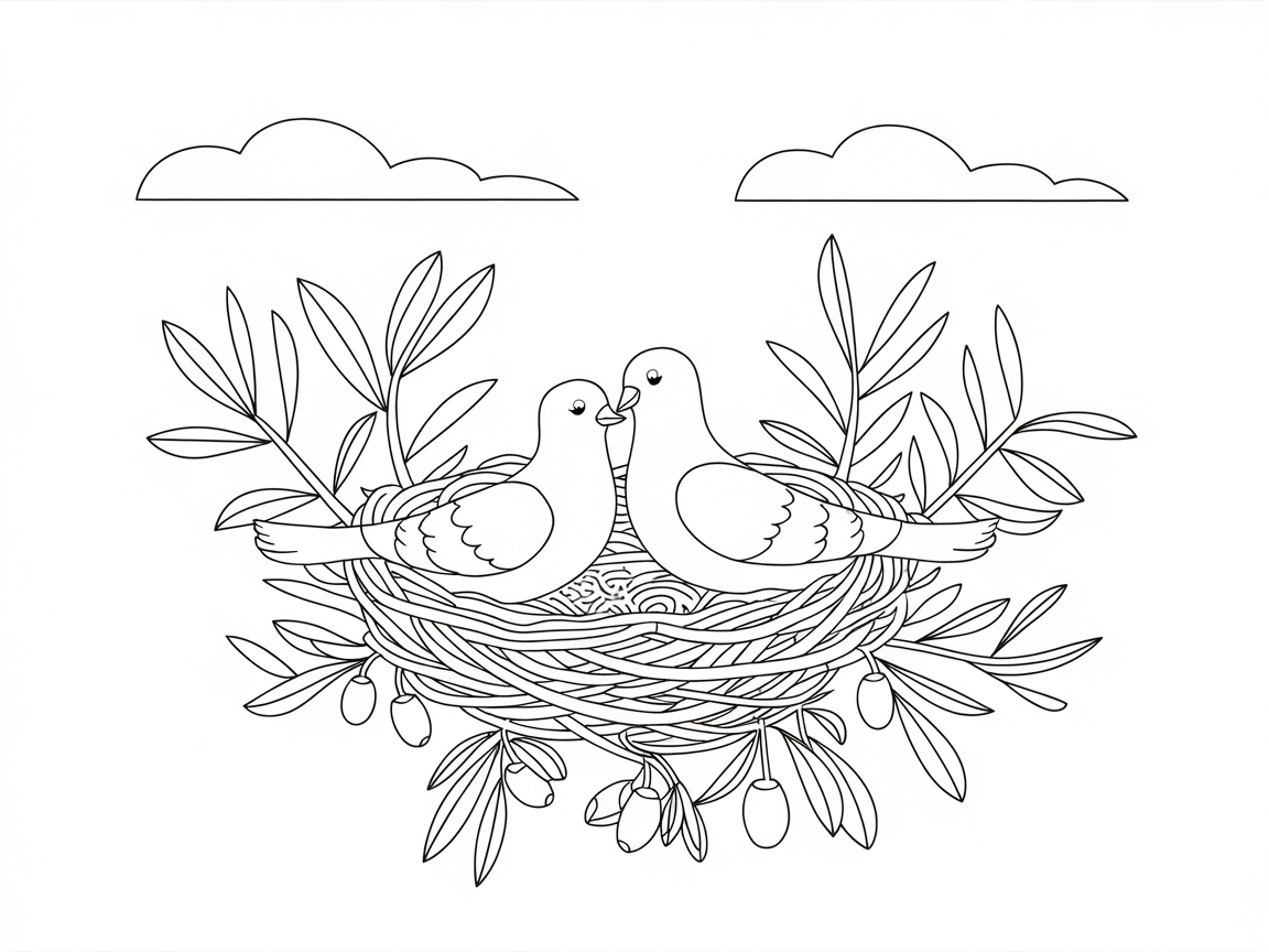 Charming Doves in an Olive-Braided Nest