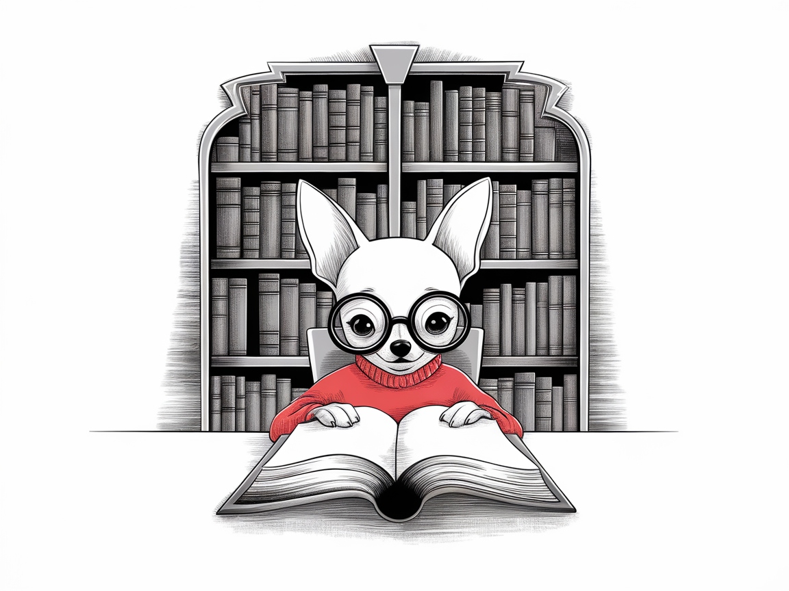 Bookworm Chihuahua in the Library