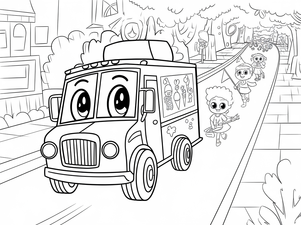 Chase the Ice Cream Truck on This Fun Coloring Adventure!