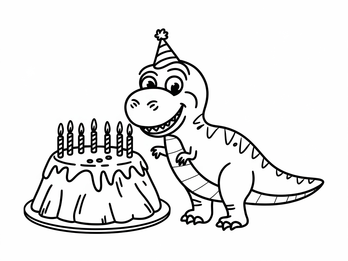 Get Creative With This Dino Birthday Bash Coloring Page