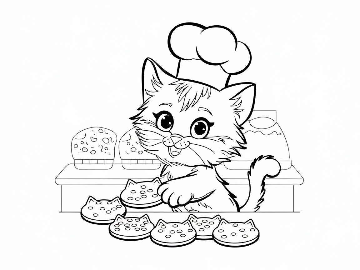 Get Cozy with This Kitty Baker Coloring Page
