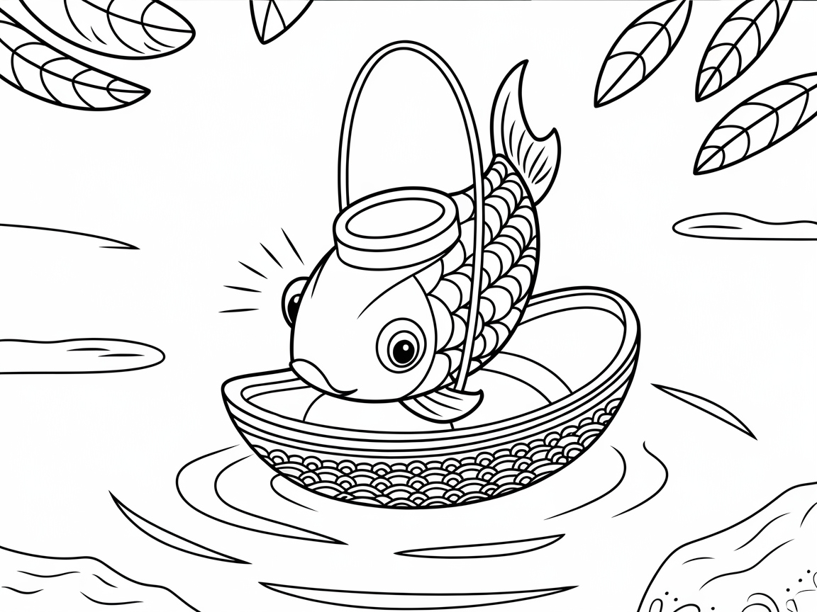 Whimsical Fish Lantern on the Water