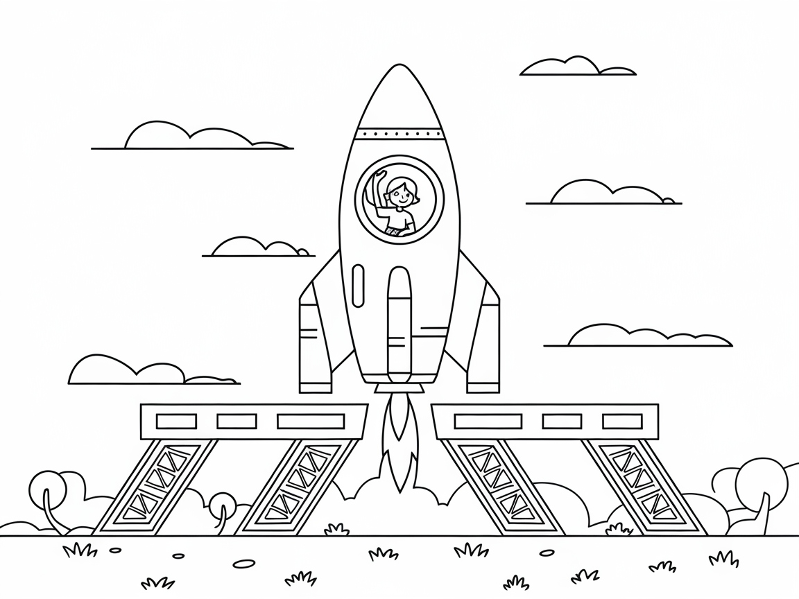 Blast Into Space with This Rocket Adventure Coloring Page