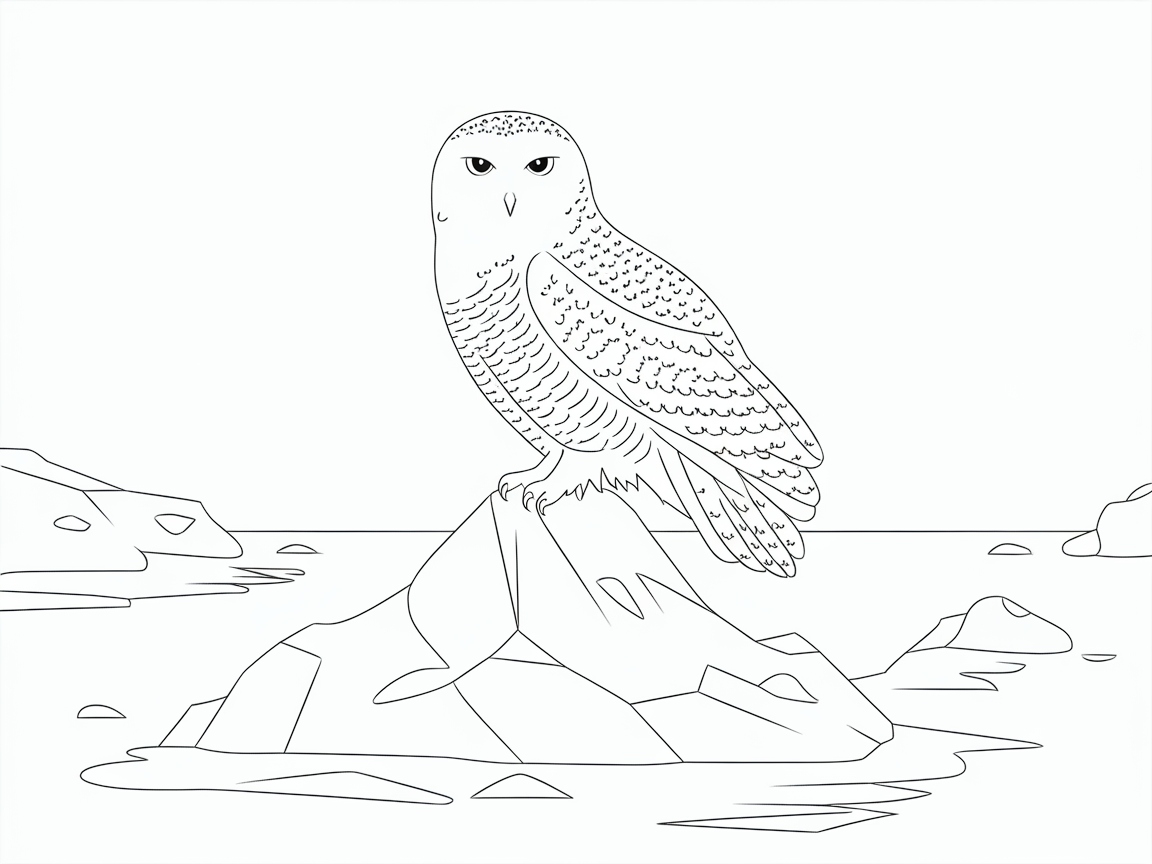 Explore the Arctic with This Mesmerizing Owl Coloring Page