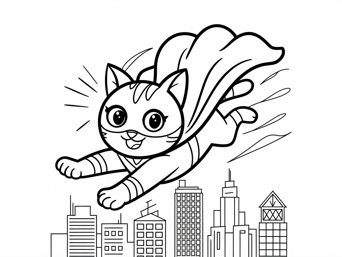 Take Flight with This Superhero Cat Coloring Adventure